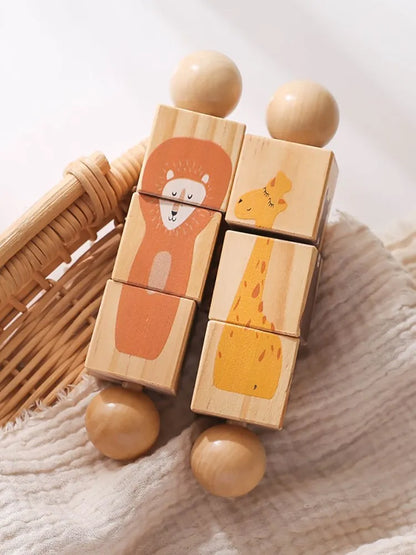 Wooden Montessori Toys For Babies Mobile Rattle Toy Comfort Rattle Toy Beech Wooden Animal Baby Comfort Toy  Nursery Decoration