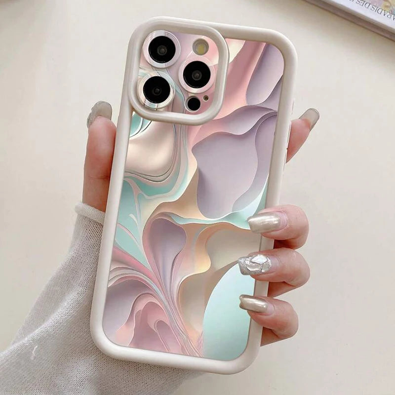 Cloudy Rainbow Design Print Phone Case for IPhone 14 15 16 17Air Pro Max 16E Shockproof Soft Cover