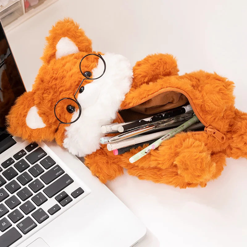 Cute Highland Cow Fox Plush Backpack Soft Shoulder Bag