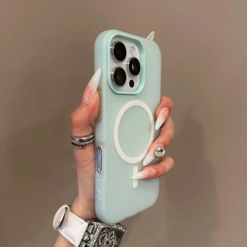 Luxury Candy Color 2 IN 1 Magsafe Case for iPhone 17 16 15 14 Plus 17 Air Wireless Charge Bumper Cover