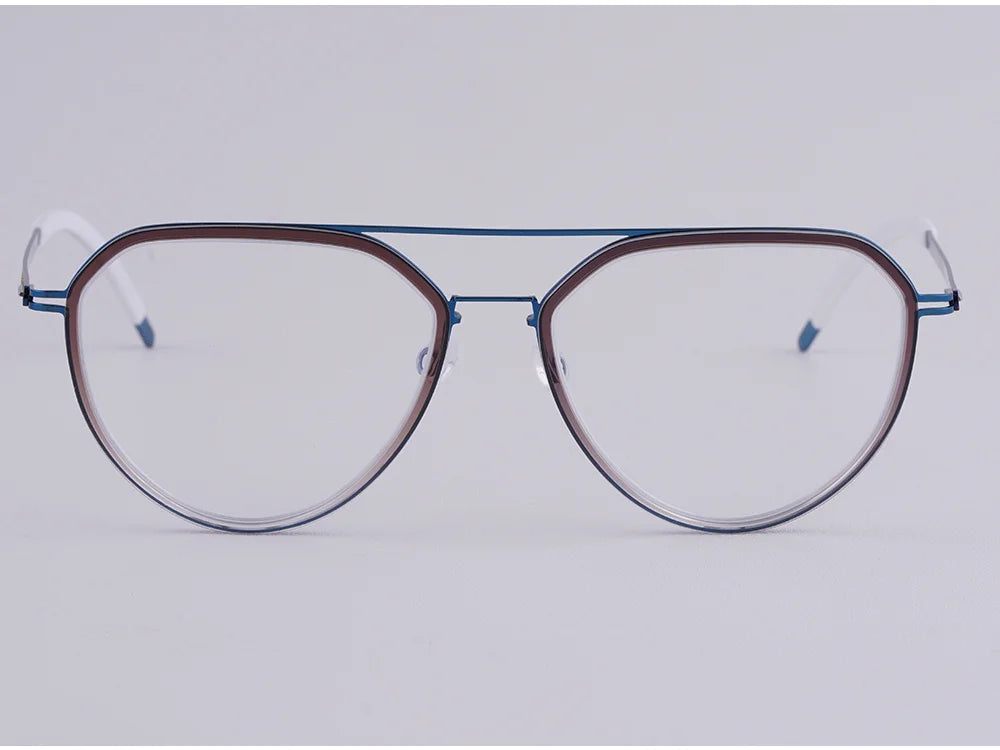 Oversized Pilot Titanium Double Bridge Eyeglasses Frame