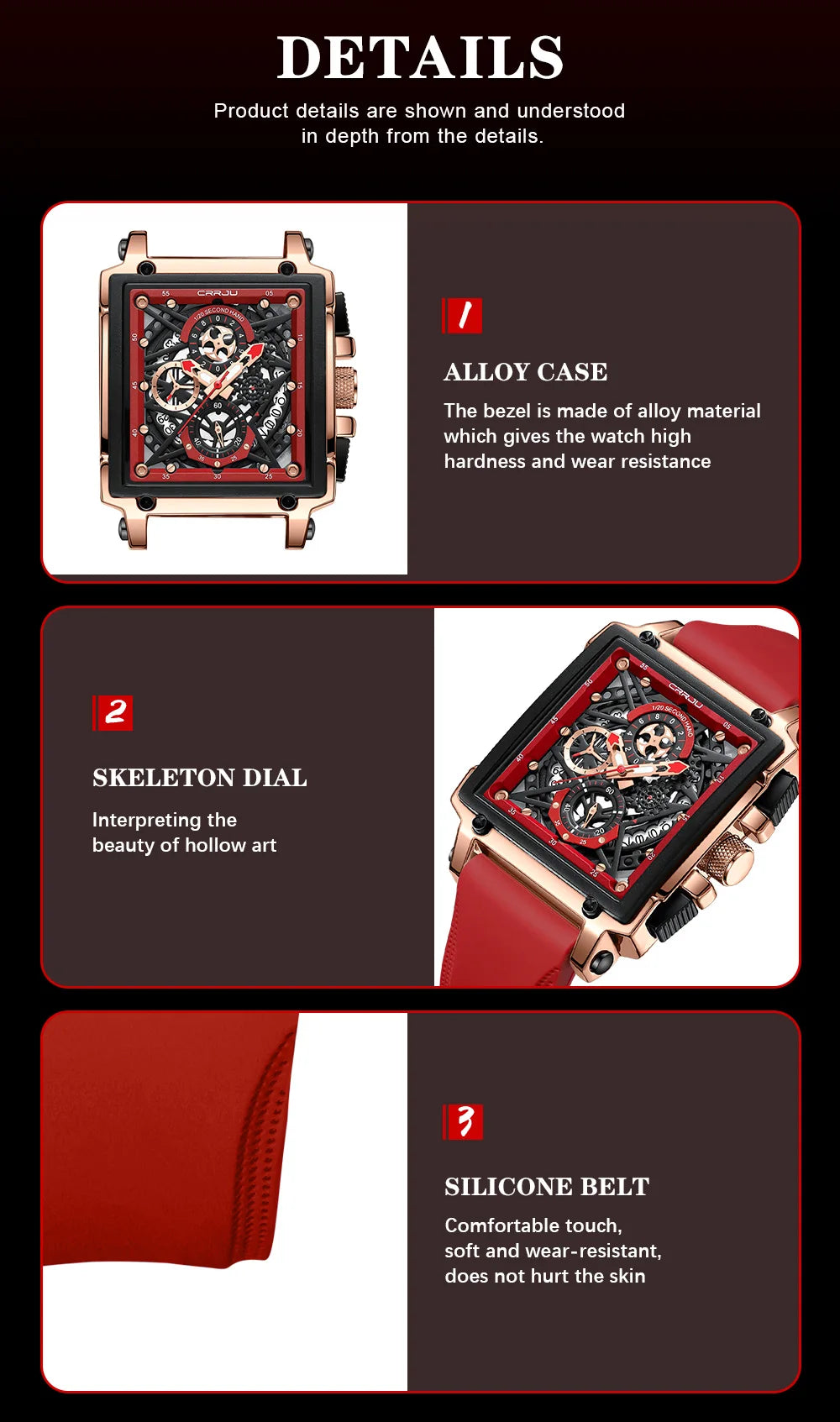 Men's Sports Chronograph Wrist Watch For Men Army Silicone strap Square Quartz Stop Watch Clock Man Relogios Masculino