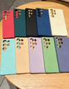 Candy Color Original Liquid Silicone Phone Case For Samsung S25 Ultra S22 S23 FE S24 Plus 5G Shockproof Soft Full Cover
