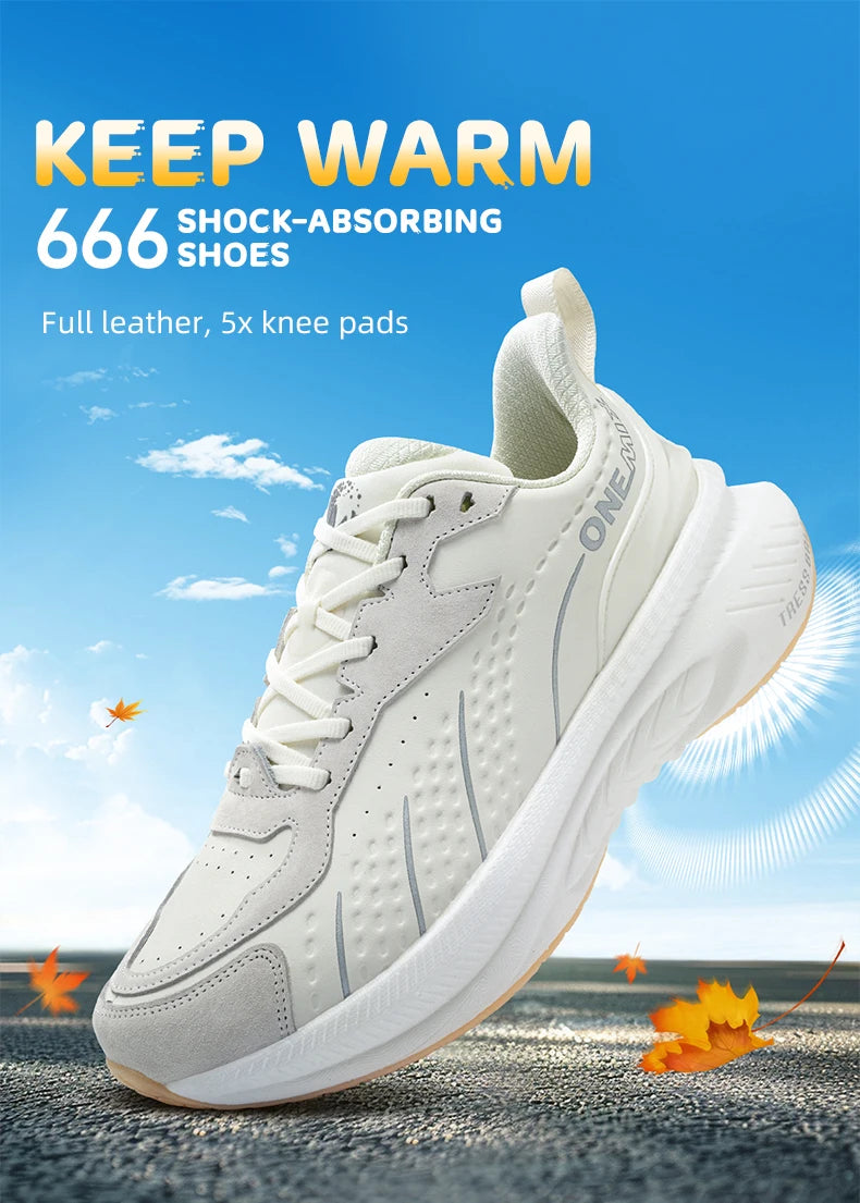 Sports Shoes Women Autumn And Winter Leather Cover Cold Waterproof Lightweight Comfortable Breathable Running Shoes