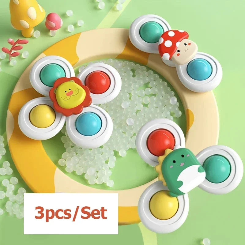 3PCS Suction Cup Rotating Toy for  Hand-eye Coordination Educational Training, Bath & Travel toy, Birthday Christmas Gift