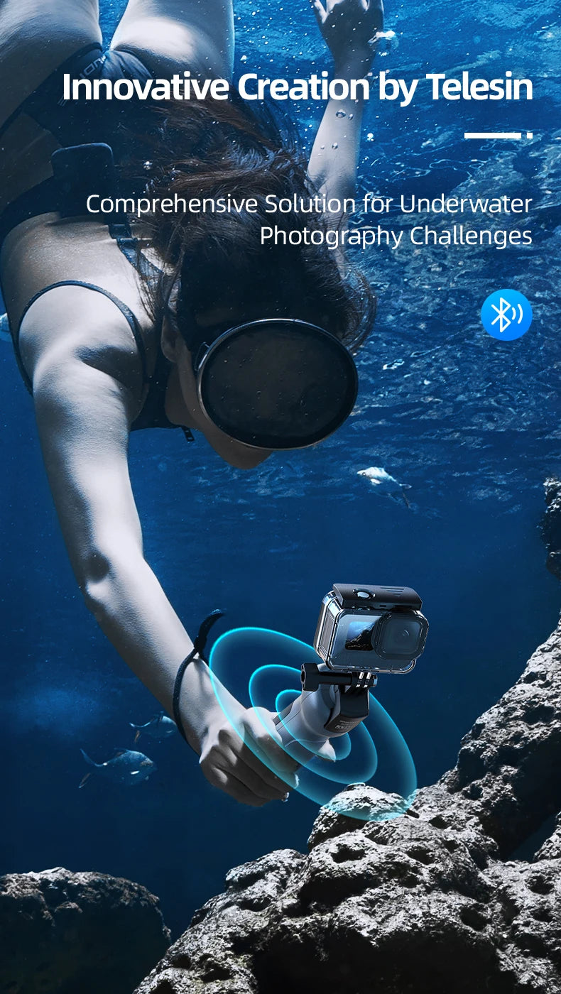Underwater Bluetooth Selfie Stick with Wireless Remote for GoPro Hero 8 9 10 11 12 13