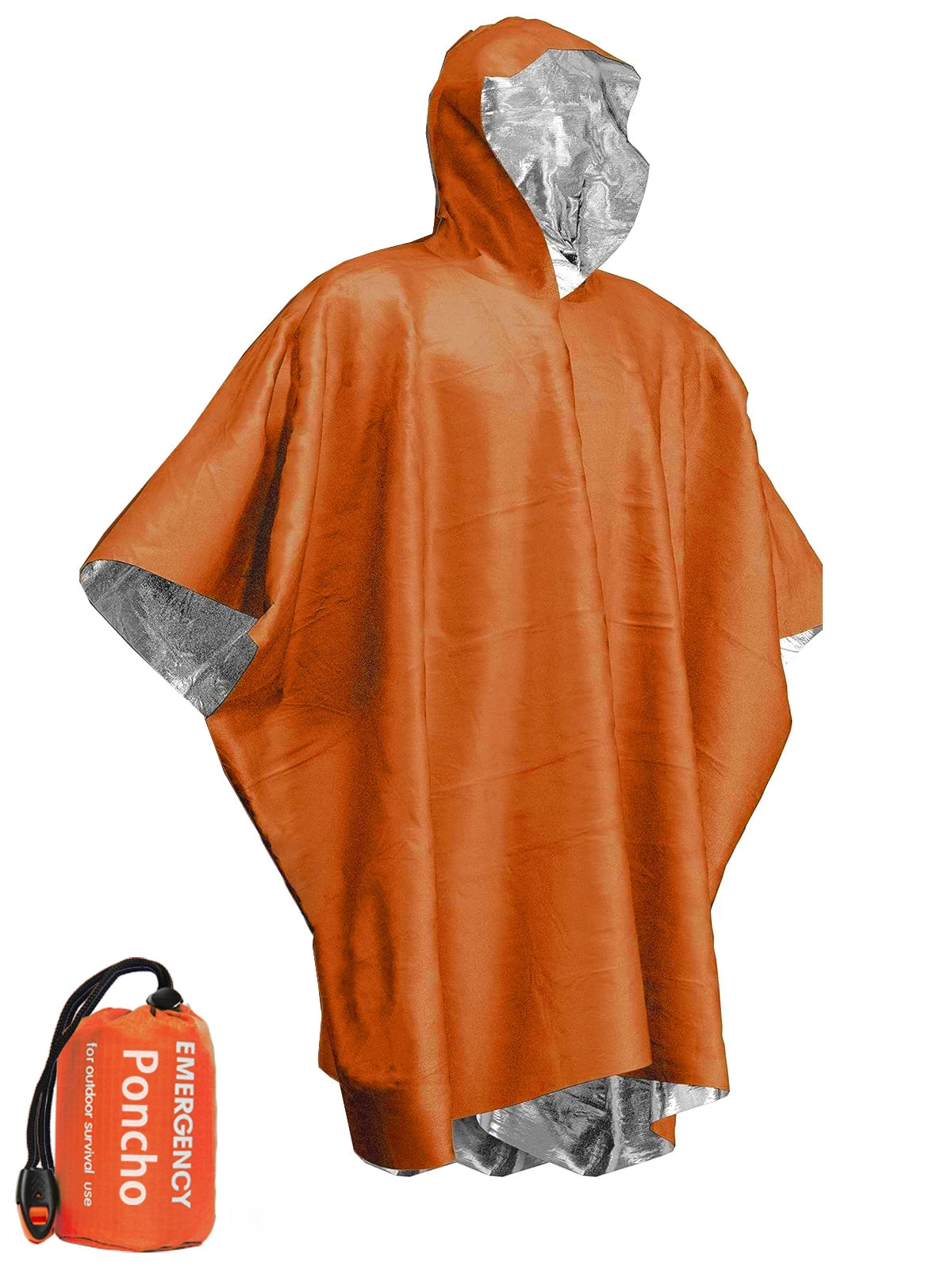 Emergency Thermal Waterproof Rain Poncho and Survival Blanket