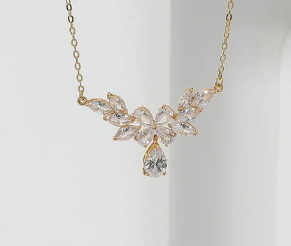 Luxury Clear AAA Cubic Zirconia Water Drop Pendant Necklaces