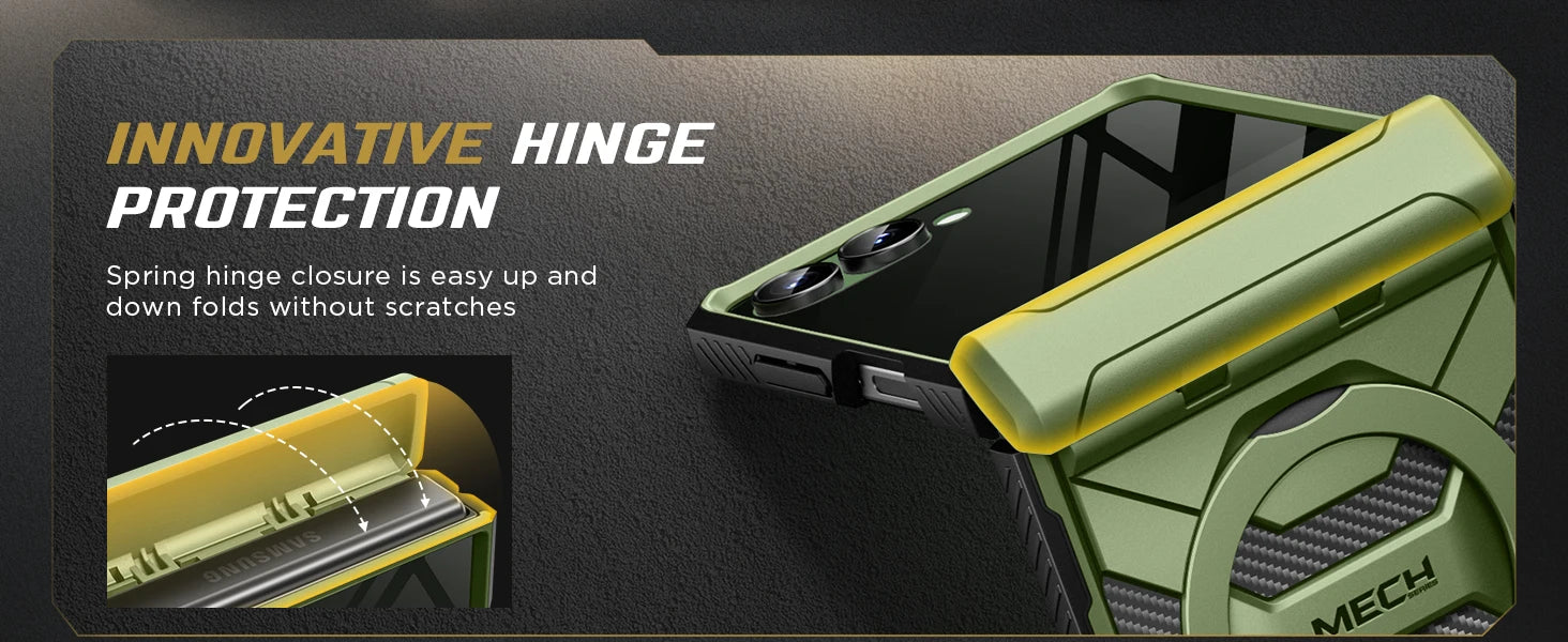 For Samsung Galaxy Z Flip 7 Case with 360° Spin  Ring Stand Built-in Privacy Screen Protector Full-Body Shockproof Cover