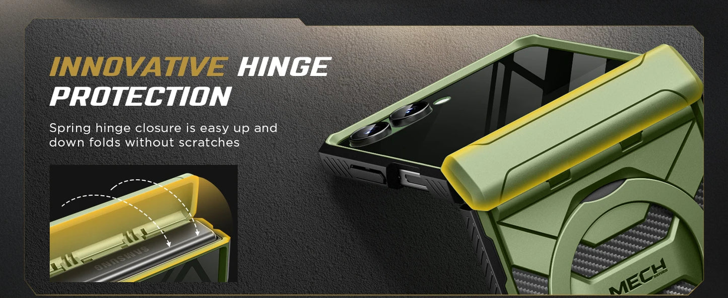 For Samsung Galaxy Z Flip 7 Case with 360° Spin  Ring Stand Built-in Privacy Screen Protector Full-Body Shockproof Cover