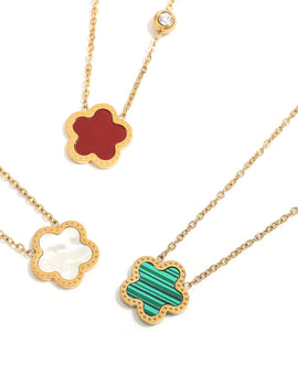Colorful Five Leaf Flower Pendant Necklace