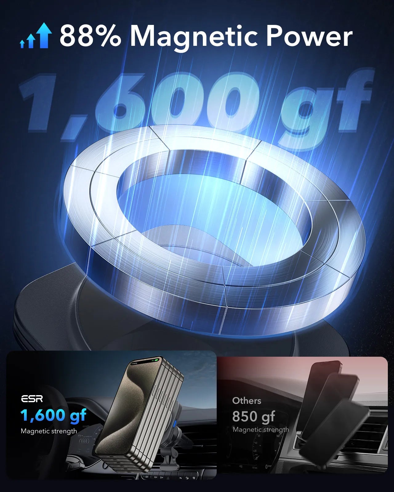 MagSafe Car Mount Charger Qi2-Certified Dashboard  Wireless Car Charger for iPhone 16/15/14/13/12 Car Accessory