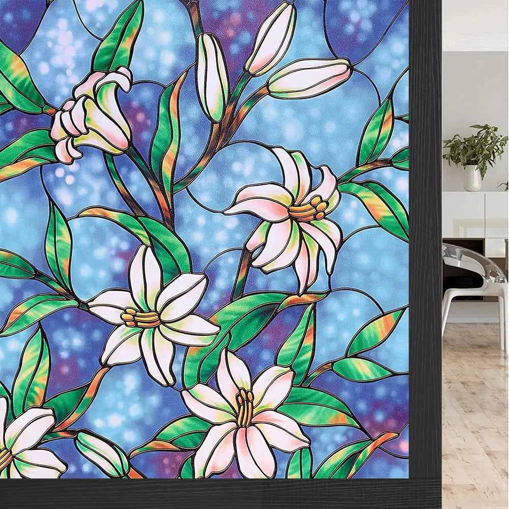 45/60/90Cm Rainbow Window Privacy Film 3D Decorative Vinyl Stained Glass Decals Static Cling Non-Adhesive Window Film Stickers