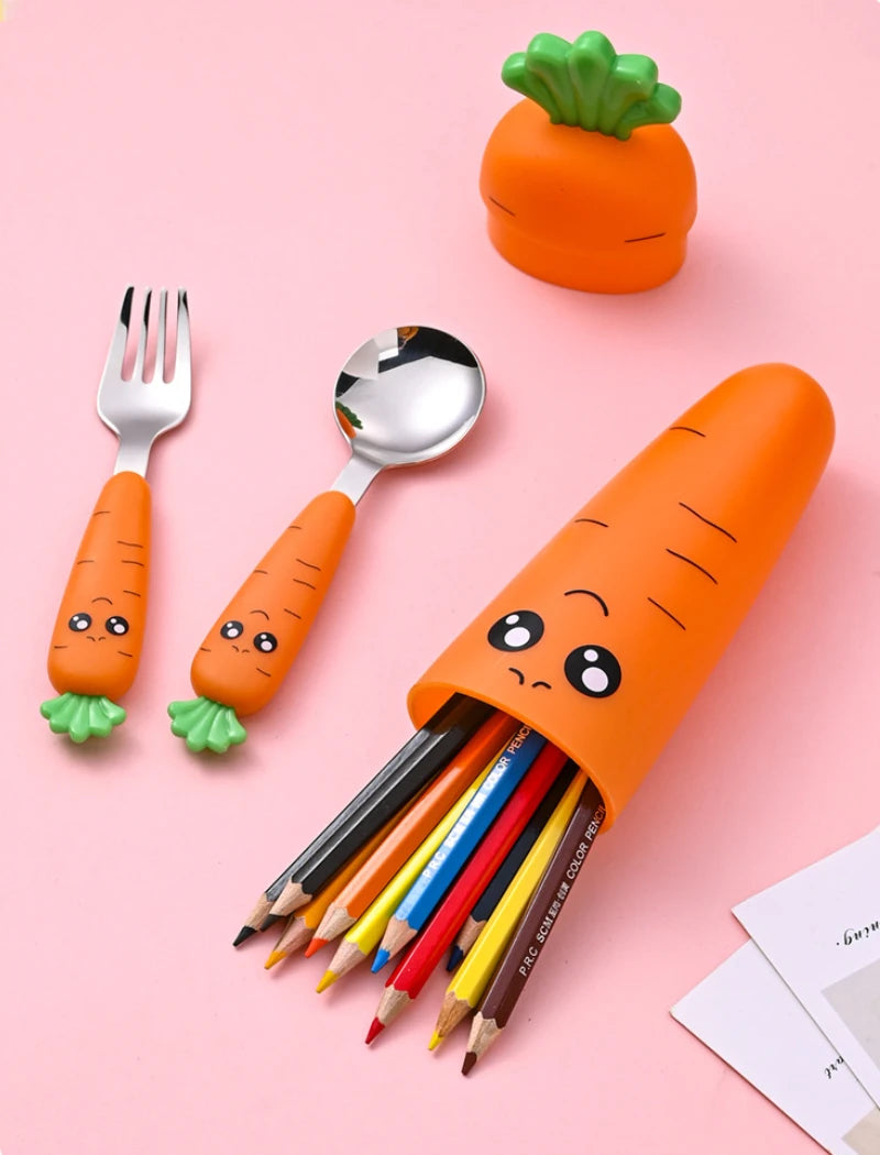 4/3/1PCS Baby Feeding Utensils Cartoon Fork Spoon Child Cutlery Set Kid Tableware Kitchen Gadgets Cake Vegetable Fork Teaspoon