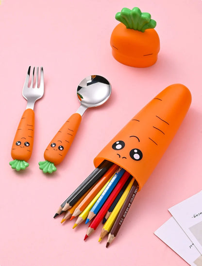 4/3/1PCS Baby Feeding Utensils Cartoon Fork Spoon Child Cutlery Set Kid Tableware Kitchen Gadgets Cake Vegetable Fork Teaspoon