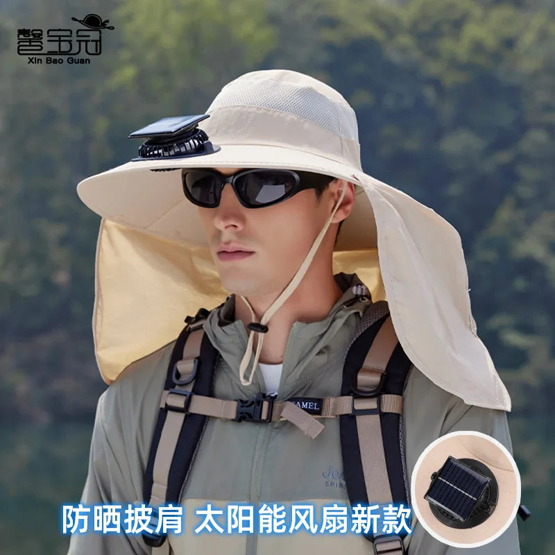 Wide Brim Solar Fan Outdoor Sun Hat