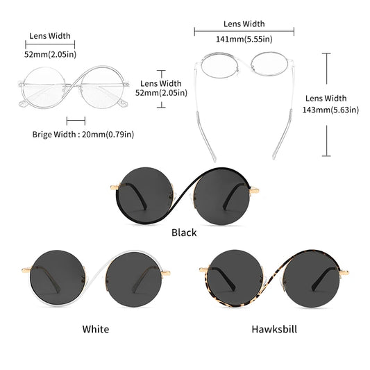 Round Frame Punk Style Women Sunglasses UV400 Anti-Reflective Fashion Eyewear Alloy Frame