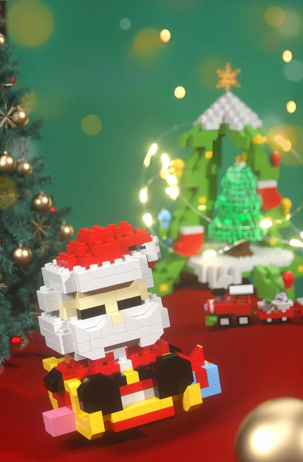 Knew Built Christmas Micro Mini Building Blocks Toys - Santa Claus, Christmas Tree, Reindeer, Snowman Elements - Perfect Gifts