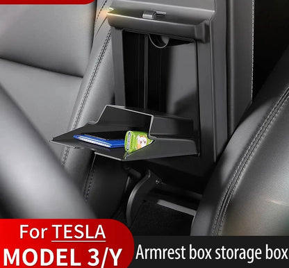 Magnetic Center Console Hidden Storage Box For Tesla Model 3 Y Armrest Hidden Organizer For Tesla Hidden Storage Box Accessory