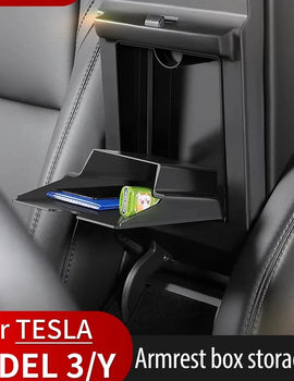 Magnetic Center Console Hidden Storage Box For Tesla Model 3 Y Armrest Hidden Organizer For Tesla Hidden Storage Box Accessory