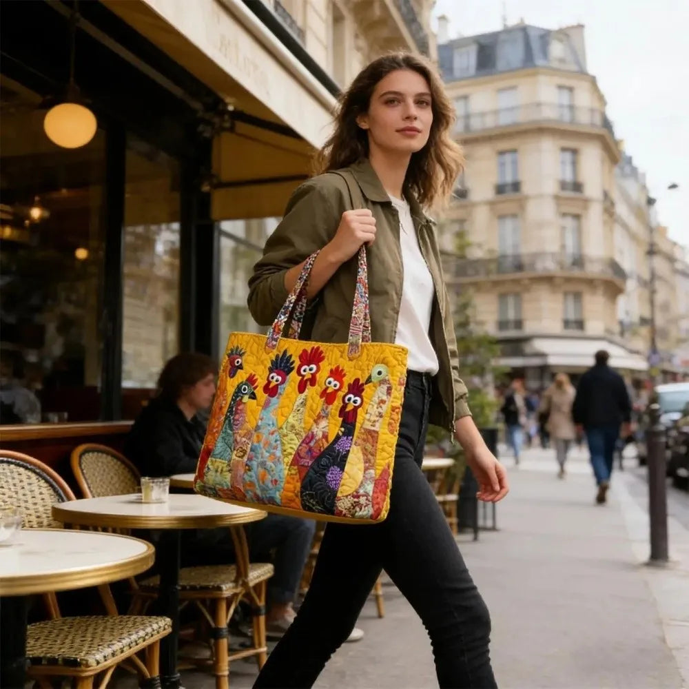 Vintage Quilted Tote Bag Large Capacity 3D Printed Shoulder Handbag