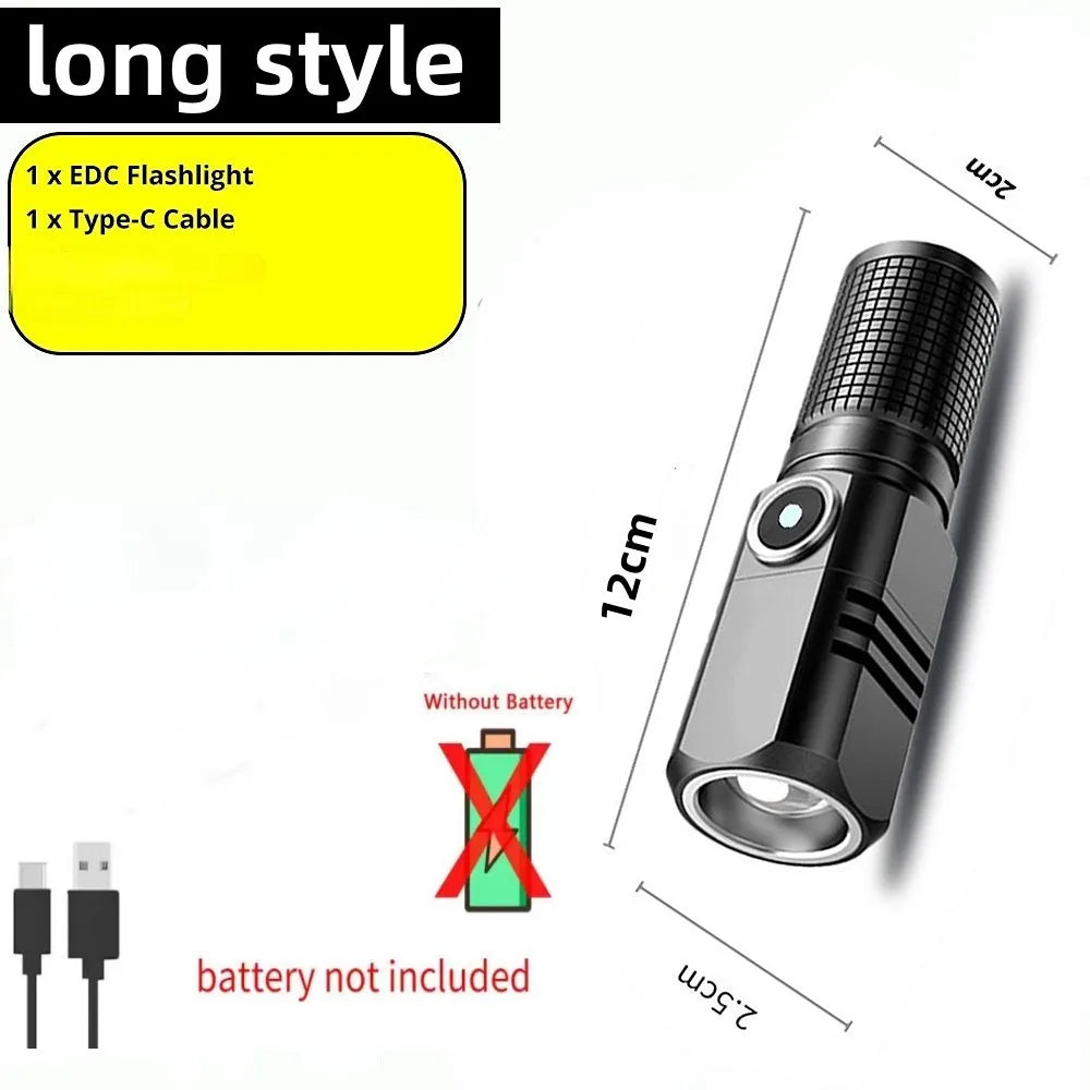 Mini XHP50 LED Flashlight Rechargeable USB Zoom Torch Super Bright Portable Camping Light