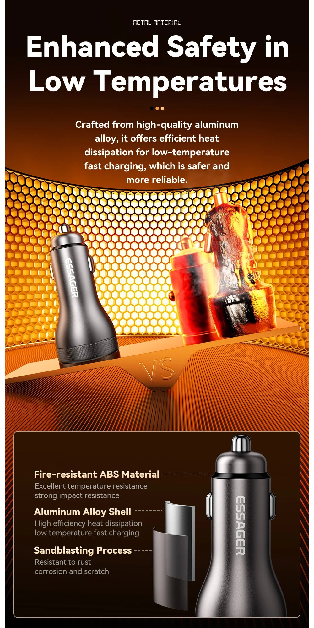 73W USB C Car Charger PD 3.0 QC 4.0 Fast Charging Dual Port Type C + USB Adapter