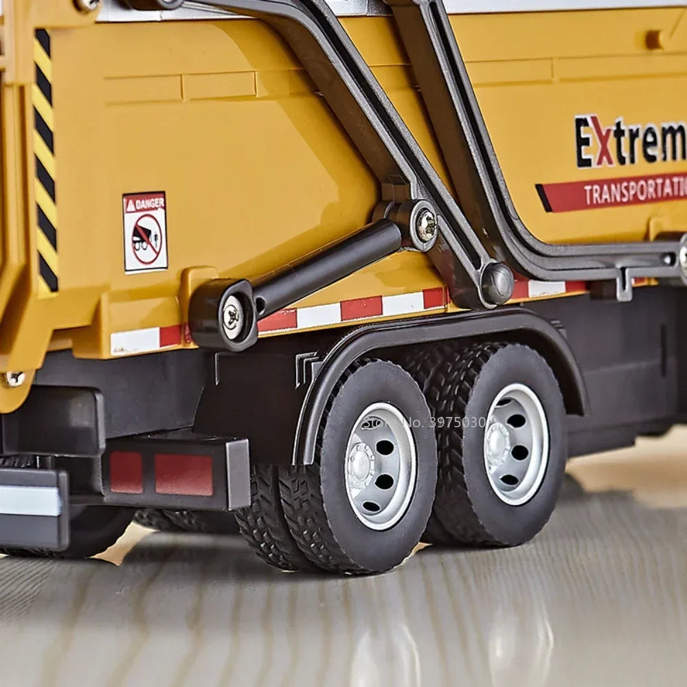 11.4 Inches Engineering Tipper Truck Vehicle Alloy Diecast Model Simulation Trailer Toy with Light Vocalize Rescue Truck for Boy