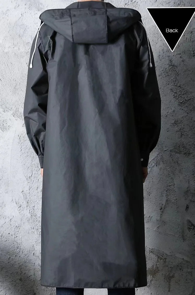 Long Waterproof Hooded Raincoat for Hiking Travel and Fishing
