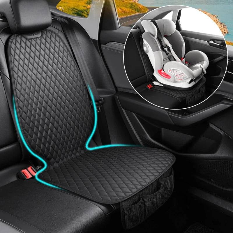 PU Leather Car Seat Protection Mat Car Seat Protector for Child Universal Car Safety Seat Mat Auto Security Rear Seat Covers