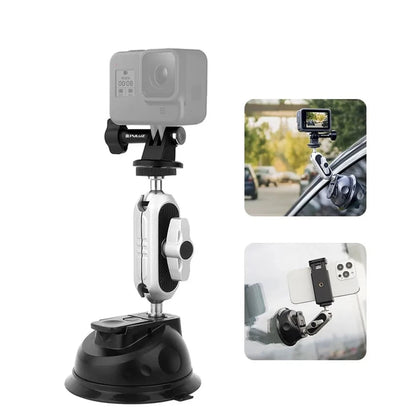 Car Suction Cup Arm Mount with Phone Clamp & Mount Adapter & Long Screw for Gopro Sports Cameras for iPhone Smartphones