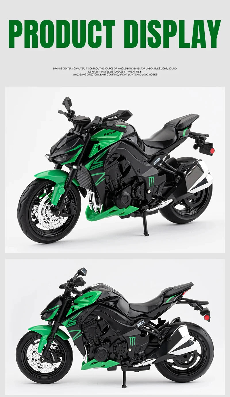 Diecast Kawasaki Ninja Z1000 Sports Motorcycle Model 1 to 12 Scale