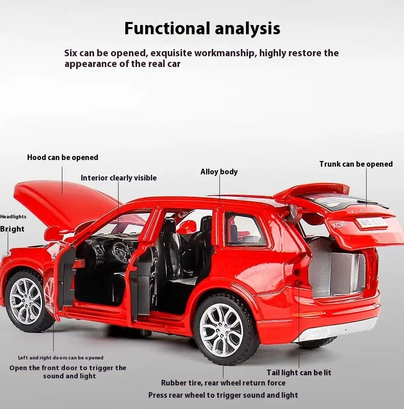 Simulation 1:32 Volvo XC90 SUV Alloy Diecast Metal Model Sound & Light Toy Car Central Control Ornaments Display Present For Boy