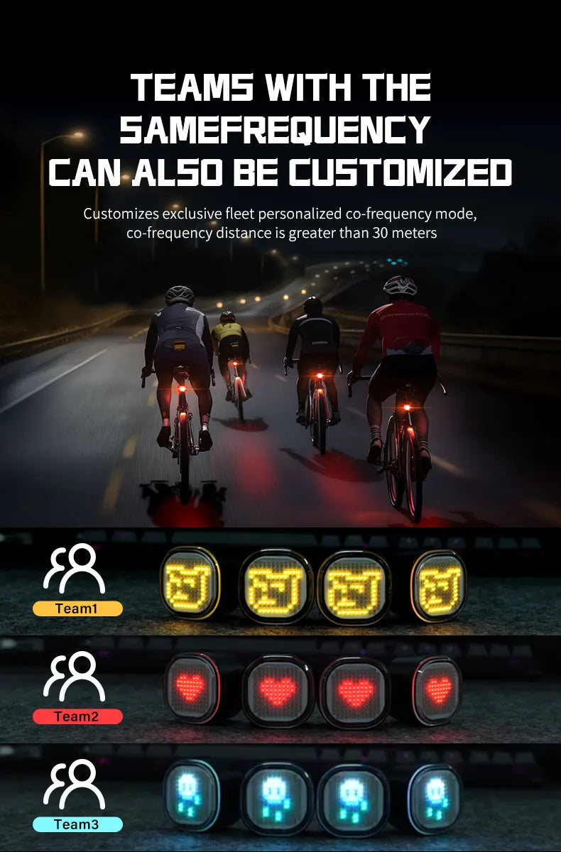 Intelligent Expression Taillight 140 Led Braking Sensor Bluetooth Bike Rear Light Customizable Bicycle Taillights