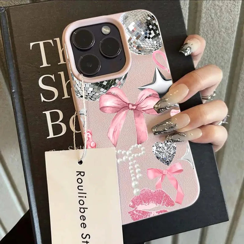 For iPhone 17 16 15 14 Case Vintage Lip Print Leopard Print Pool Cover For iPhone 17Air 16 15Plus