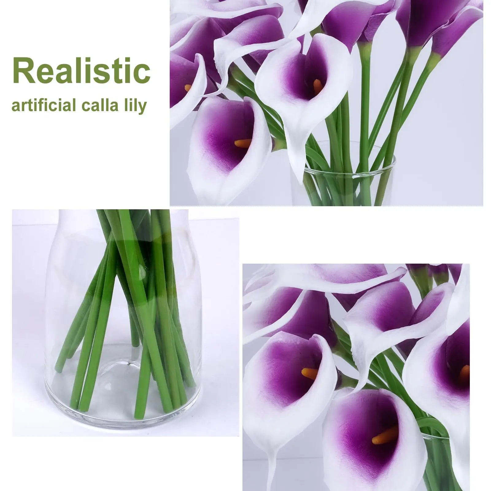 6PCS Calla Artificial Flowers for Decoration,Wedding Bridal Bouquet,for Home Room Office Table Decor, Purple Calla Fake Flower