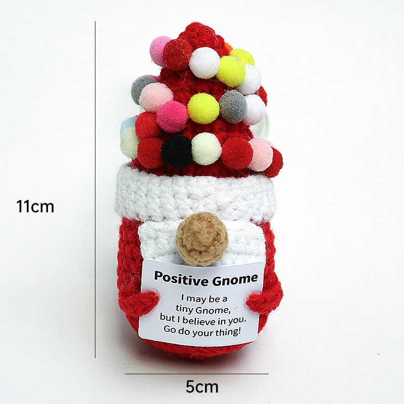 3 Pcs Positive Crochet Hedgehog Doll with Affirmation Card Home Room Decoration Funny Handmade Plush Doll Ornaments Christmas Gifts