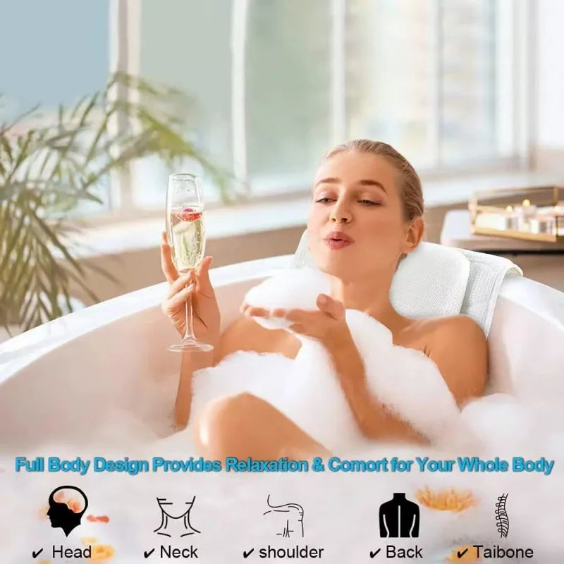 Full Body Bath Pillow Non-slip Bathtub Cushion Bath Tub Headrest Waist Pillow Breathable Bath Mat For Any Tub