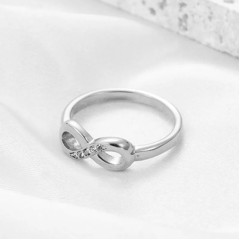 Stainless Steel Zircon Infinite Symbol Rings For Women Love Finger Ring