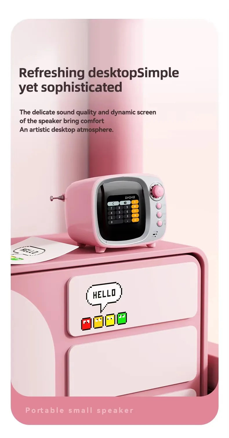 Pro Bluetooth Speaker with Lyrics Display Retro Wireless Alarm Clock HiFi Sound Powerful Bass Portable Desktop Music Player