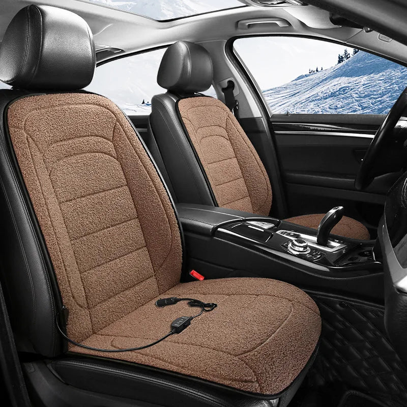 Heated Car Seat Cover 12V Fast Heating Seat Cushion Warm Plush Car Seat Heating Covers Seat Protector Auto Seat Heater Pads Mat