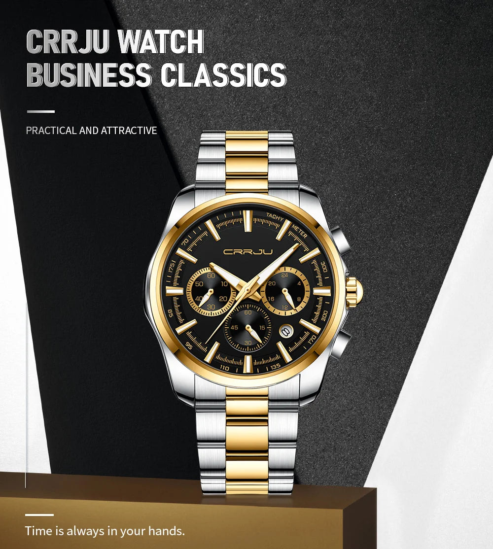 Men Watch Sports Casual Quartz Wristwatches with Chronograph Fashion Stainless Steel Auto Date Clock Male