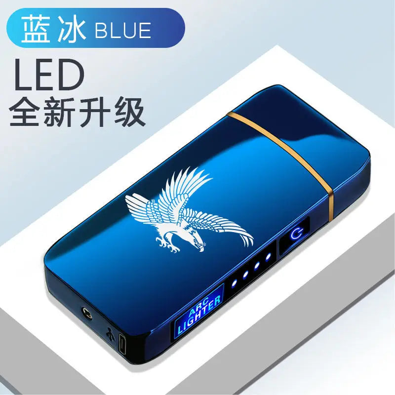 Electronic Lighter, Intellignet Touch Ignition, Metal Windproof, Dual Arc Flameless, Rechargeable USB Lighter, LED Power Display