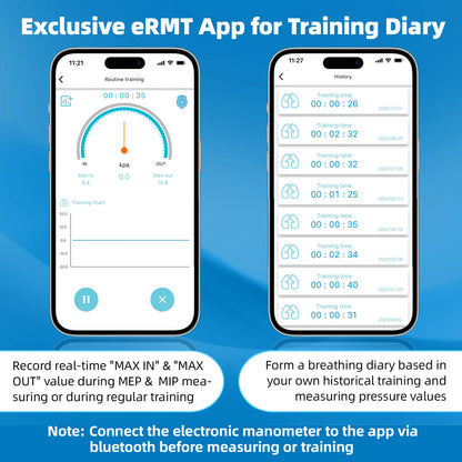 Breathing Exercise Device with Digital Manometer Lung Exerciser Device Respiratory Muscle Trainer Improve Lung Capacity with App