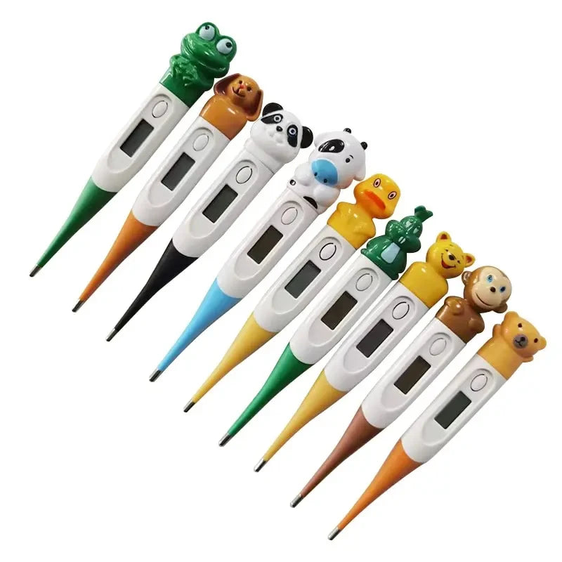 1pc  Cartoon Digital Thermometer Oral Armpit Flexible Tip Waterproof Cute Design Frog Cow Rabbit Bear Duck Rabbit Panda Cow