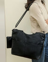 Big Black Shoulder Bags Large Soft Leather Crossbody Handbag Travel Tote Bag