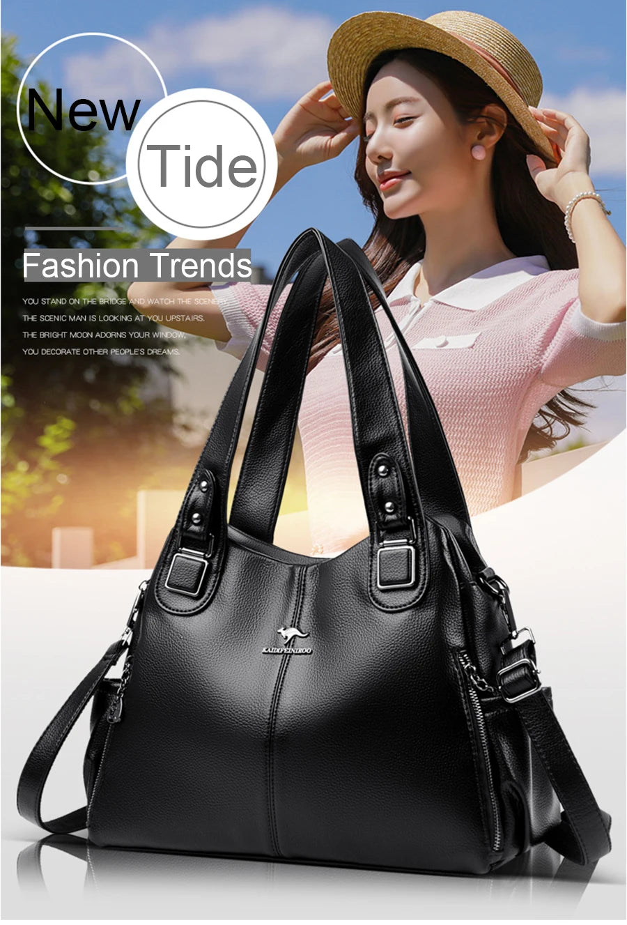 Soft Leather Handbags Vintage Shoulder Tote Bag Luxury Designer Ladies Large Capacity Purse Bags