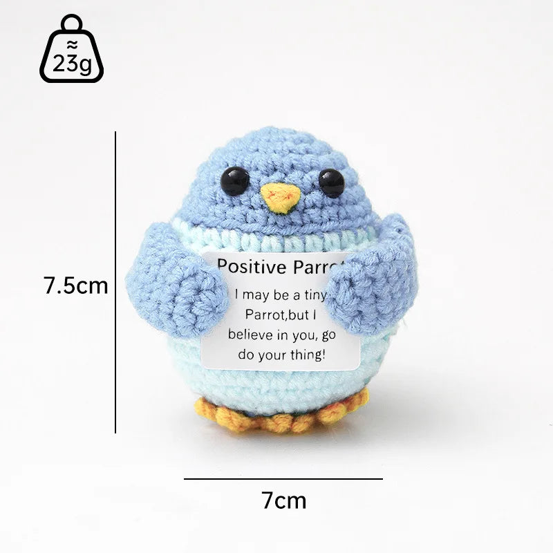 3 Pcs Positive Crochet Hedgehog Doll with Affirmation Card Home Room Decoration Funny Handmade Plush Doll Ornaments Christmas Gifts