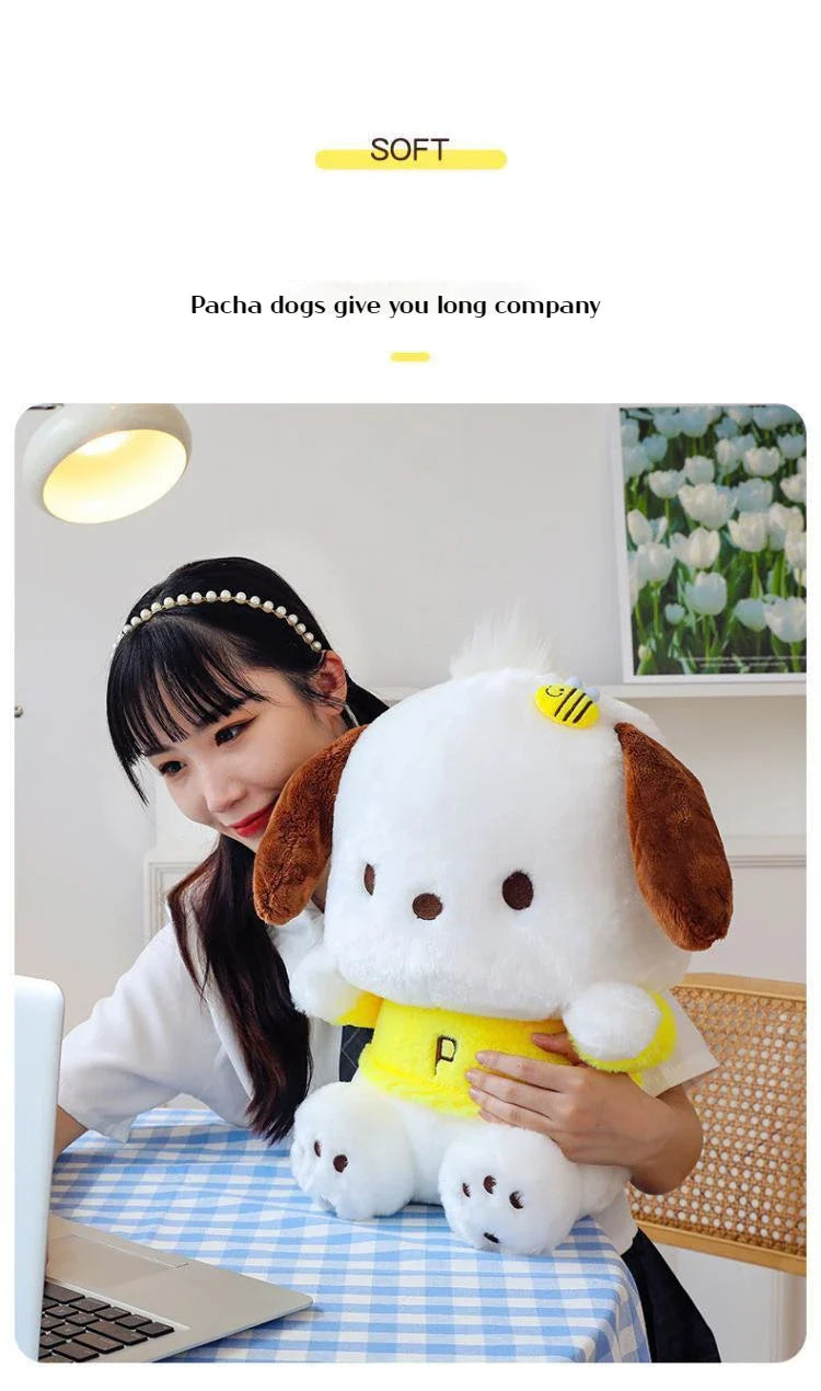 Cartoon Sanrio Pochacco Plush Toy Soft Stuffed Doll Cute Sofa Cushion Bedroom Decoration  Soothing Pillow  Anime Gift