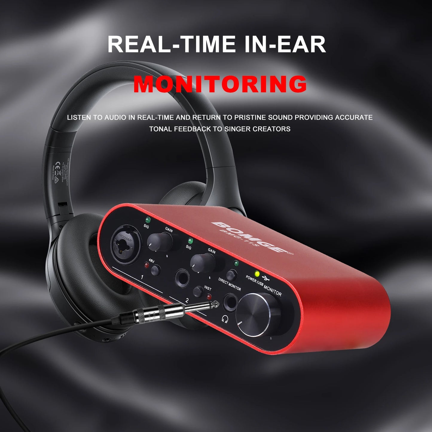 BMG11S USB Audio Interface with 24 Bit 192kHz Recording and Headphone Monitoring Amplifier
